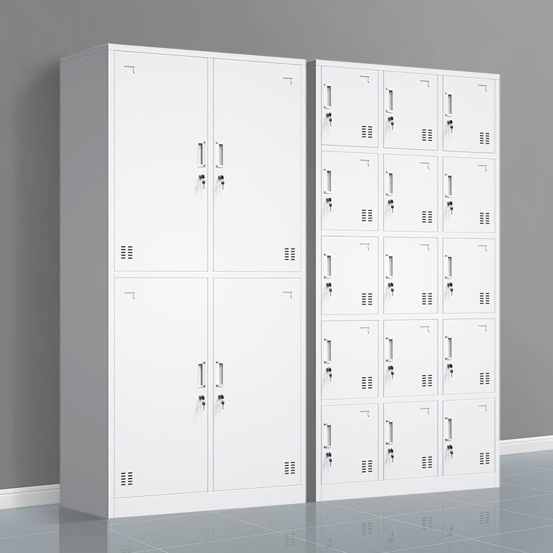 White Hinged Wardrobe Armoire Steel Storage Cabinet for Bedroom