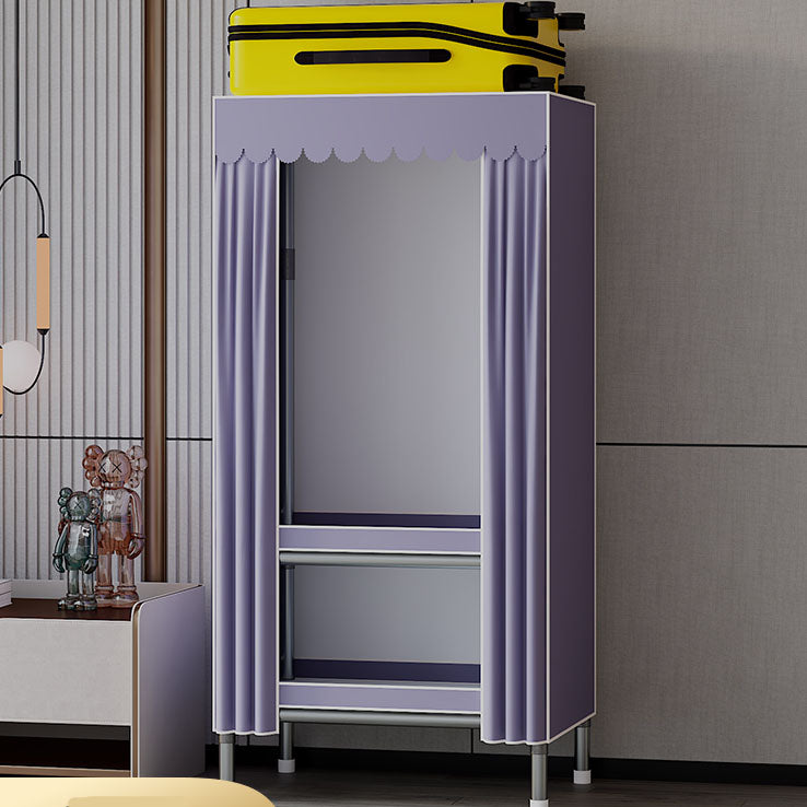 Modern Cabinet with Garment Rod Metal Storage Cabinet for Bedroom