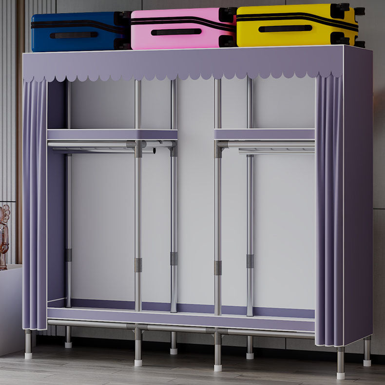 Modern Cabinet with Garment Rod Metal Storage Cabinet for Bedroom