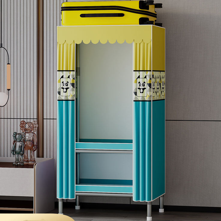 Modern Cabinet with Garment Rod Metal Storage Cabinet for Bedroom