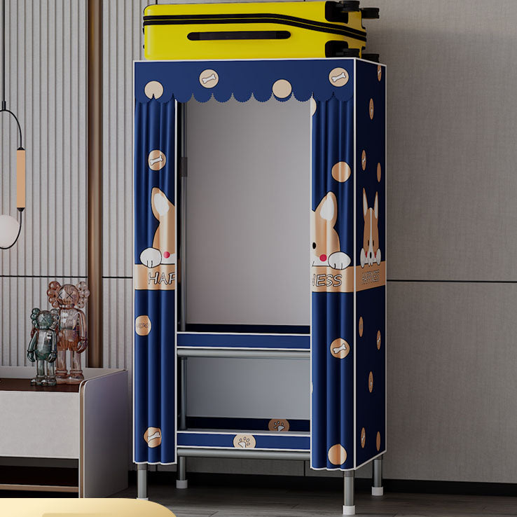 Modern Cabinet with Garment Rod Metal Storage Cabinet for Bedroom