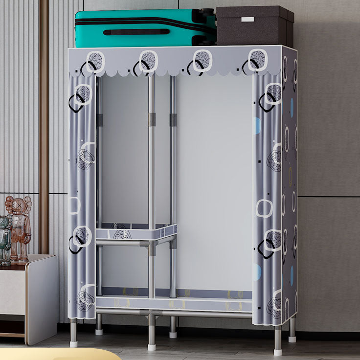 Modern Cabinet with Garment Rod Metal Storage Cabinet for Bedroom