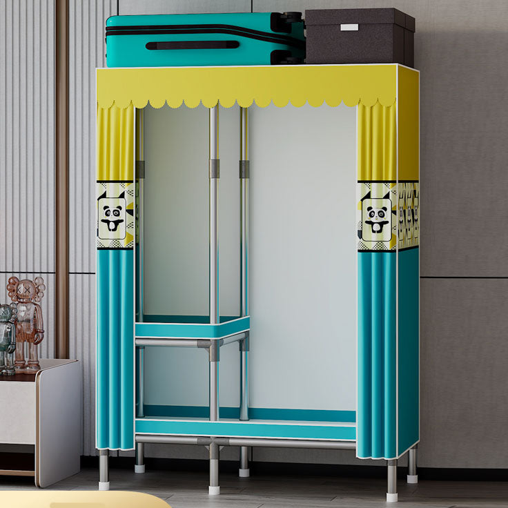 Modern Cabinet with Garment Rod Metal Storage Cabinet for Bedroom