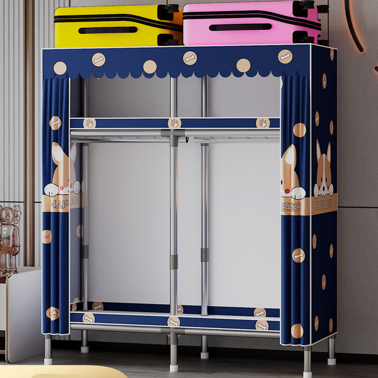 Modern Cabinet with Garment Rod Metal Storage Cabinet for Bedroom