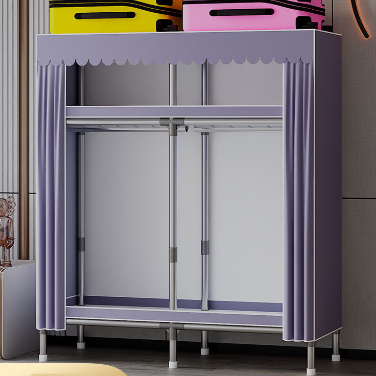 Modern Cabinet with Garment Rod Metal Storage Cabinet for Bedroom