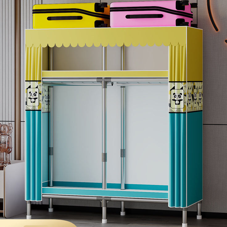 Modern Cabinet with Garment Rod Metal Storage Cabinet for Bedroom