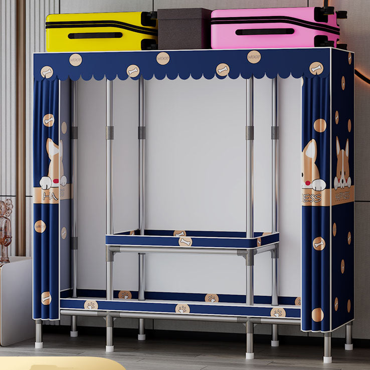 Modern Cabinet with Garment Rod Metal Storage Cabinet for Bedroom