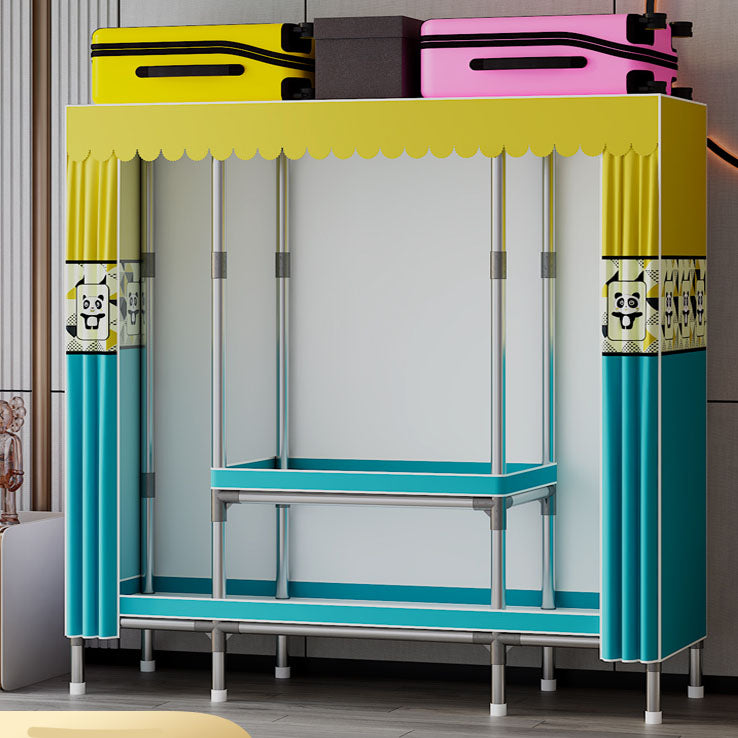 Modern Cabinet with Garment Rod Metal Storage Cabinet for Bedroom