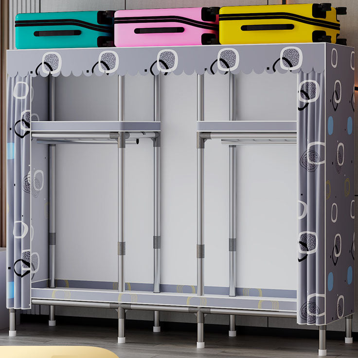 Modern Cabinet with Garment Rod Metal Storage Cabinet for Bedroom