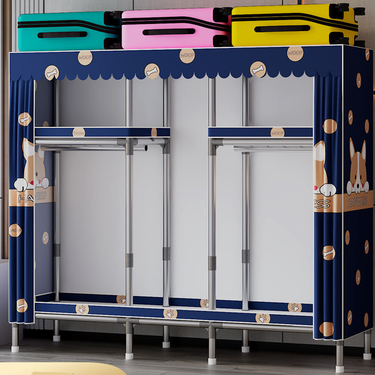 Modern Cabinet with Garment Rod Metal Storage Cabinet for Bedroom