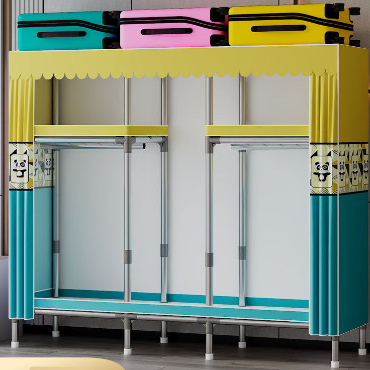 Modern Cabinet with Garment Rod Metal Storage Cabinet for Bedroom