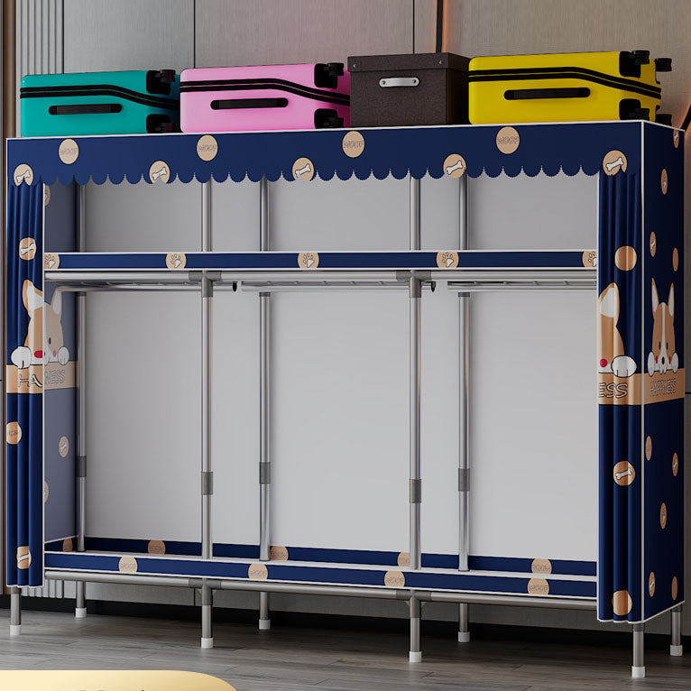 Modern Cabinet with Garment Rod Metal Storage Cabinet for Bedroom