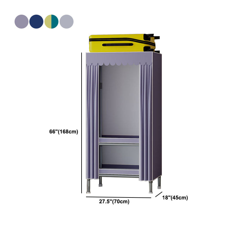 Modern Cabinet with Garment Rod Metal Storage Cabinet for Bedroom