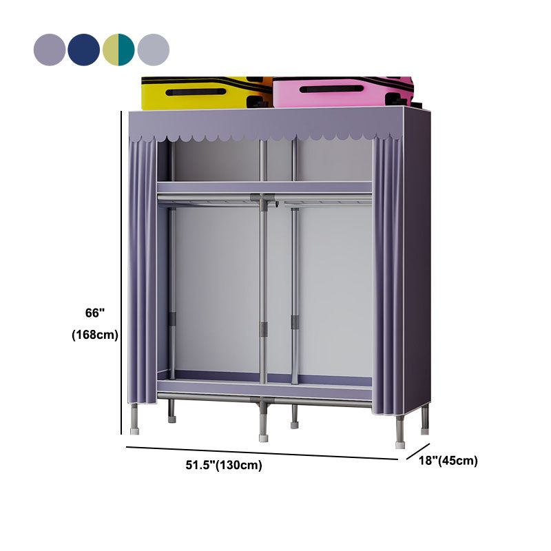 Modern Cabinet with Garment Rod Metal Storage Cabinet for Bedroom