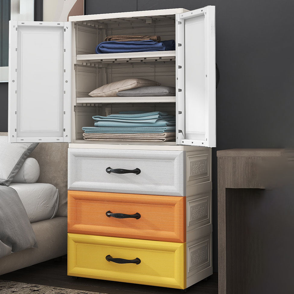 Plastic Contemporary Storage Cabinet for Bedroom Matte Finish Cabinet