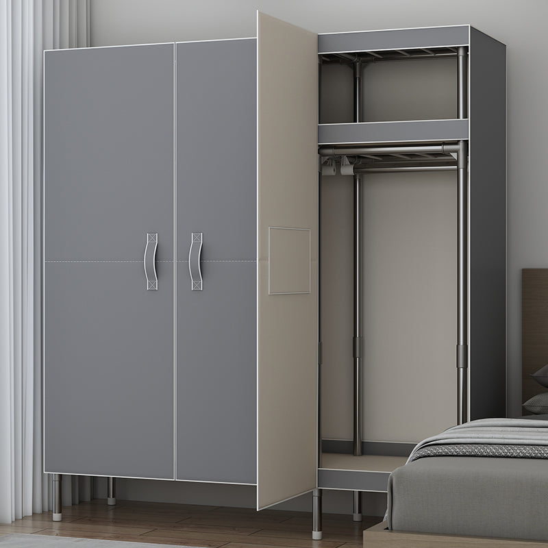 Contemporary Style Wardrobe Armoire Steel Frame Wardrobe Cabinet for Bedroom