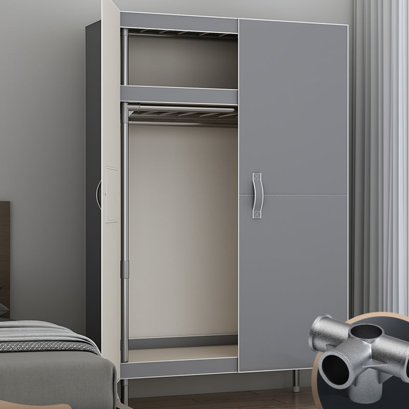 Contemporary Style Wardrobe Armoire Steel Frame Wardrobe Cabinet for Bedroom