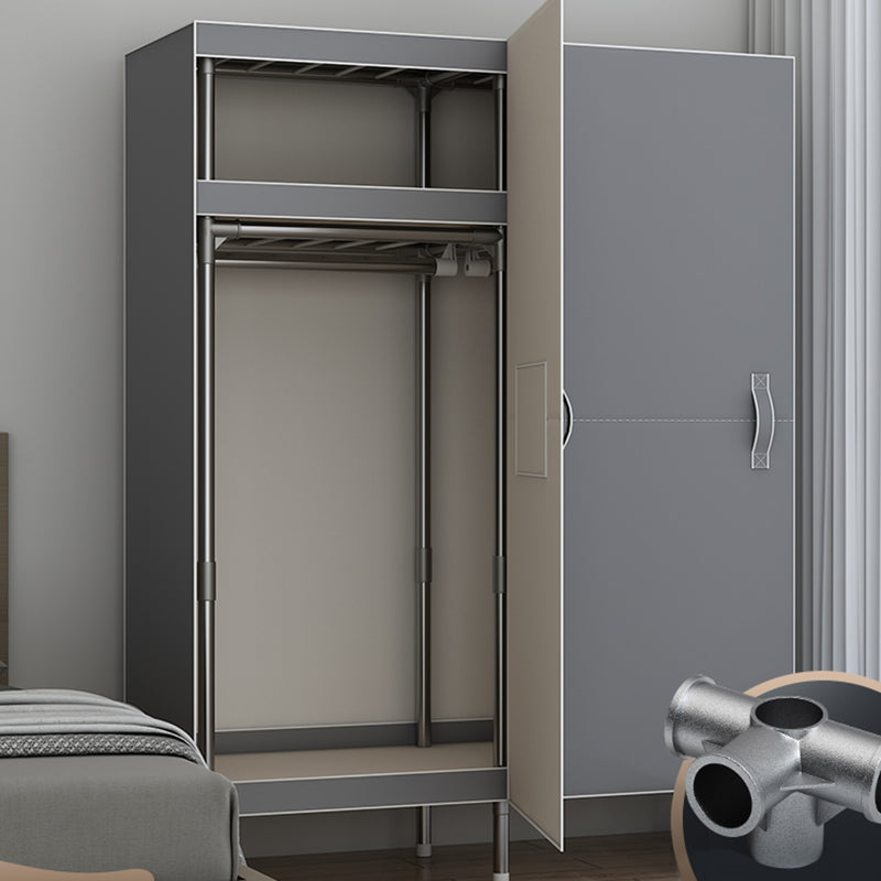 Contemporary Style Wardrobe Armoire Steel Frame Wardrobe Cabinet for Bedroom
