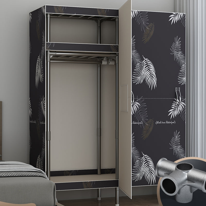 Contemporary Style Wardrobe Armoire Steel Frame Wardrobe Cabinet for Bedroom