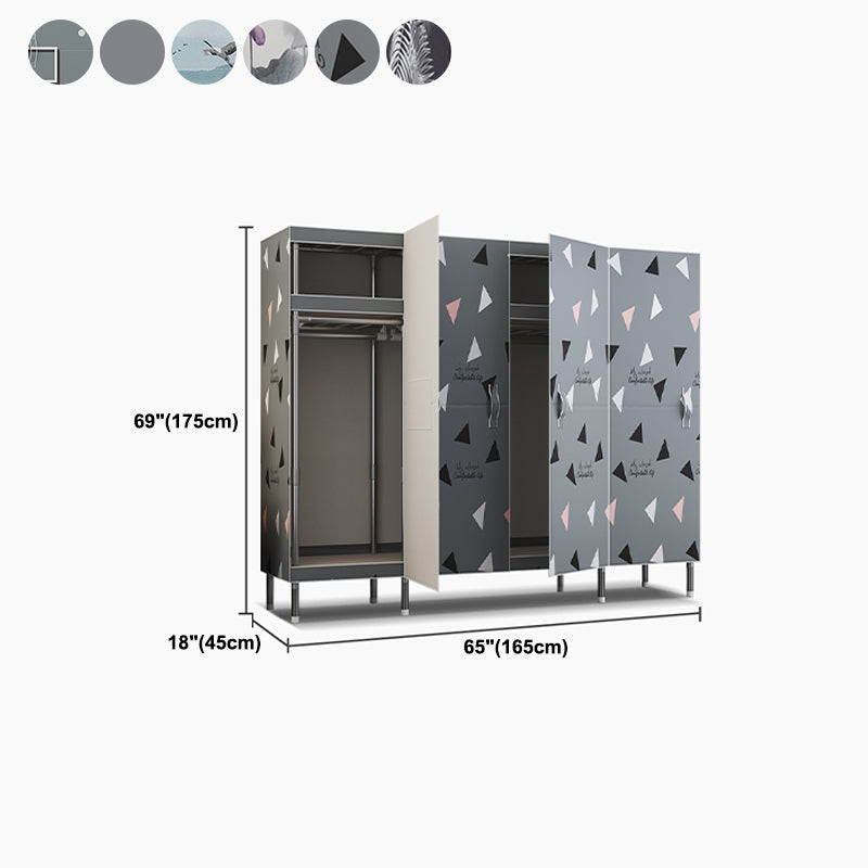 Contemporary Style Wardrobe Armoire Steel Frame Wardrobe Cabinet for Bedroom