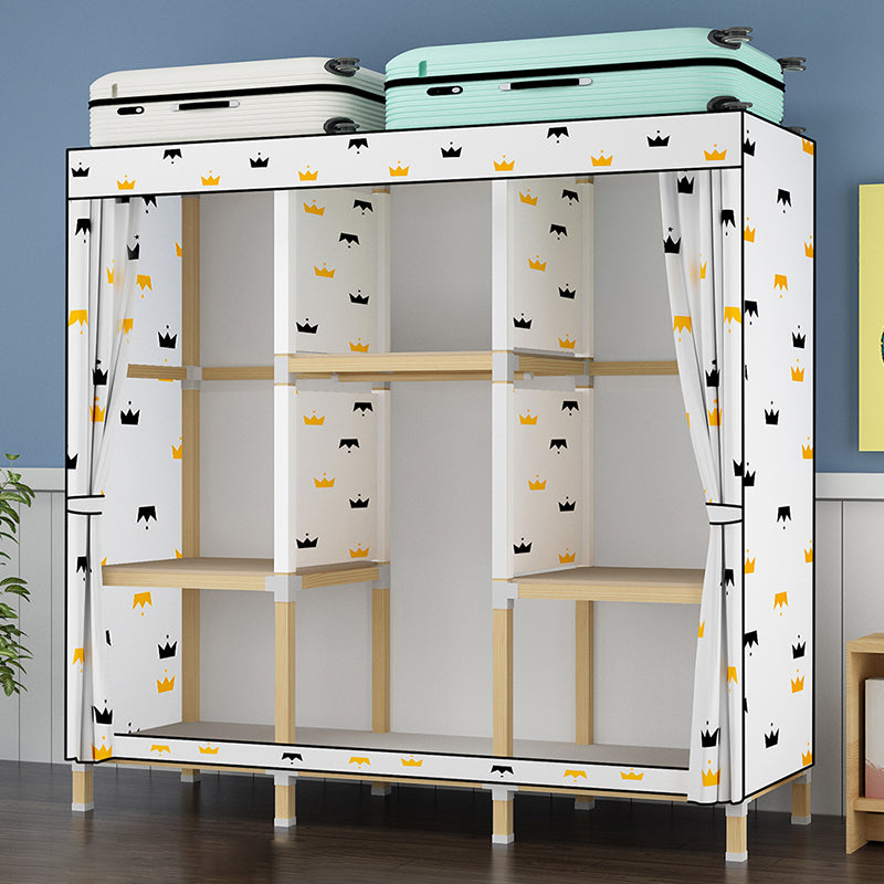 Contemporary Style Wardrobe Armoire Meringue Wood Frame Wardrobe Cabinet for Home