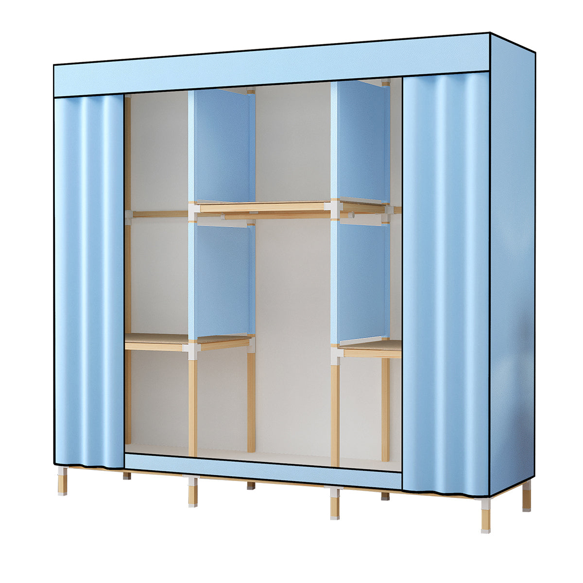 Contemporary Style Wardrobe Armoire Meringue Wood Frame Wardrobe Cabinet for Home