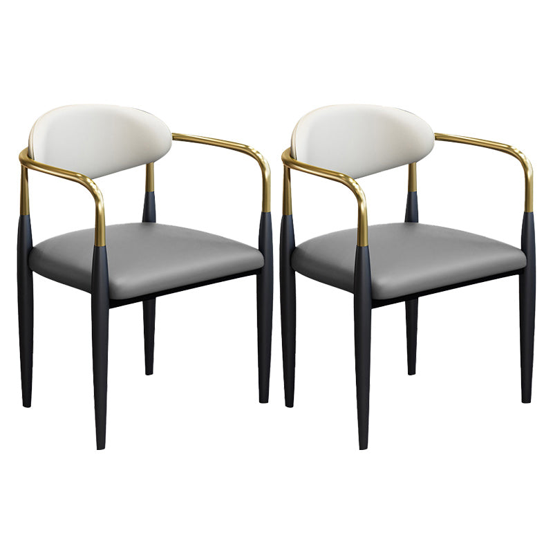 Modern Upholstered Dining Arm Chair Open Back Dining Side Chair