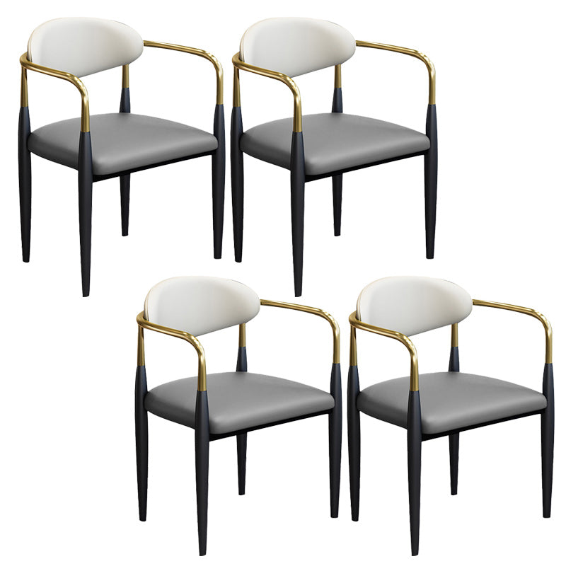 Modern Upholstered Dining Arm Chair Open Back Dining Side Chair