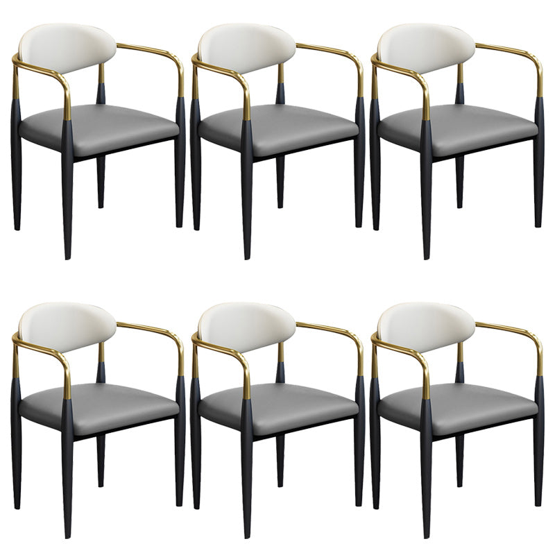 Modern Upholstered Dining Arm Chair Open Back Dining Side Chair