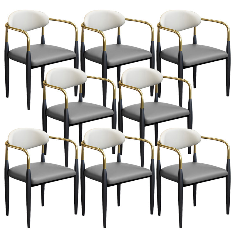 Modern Upholstered Dining Arm Chair Open Back Dining Side Chair