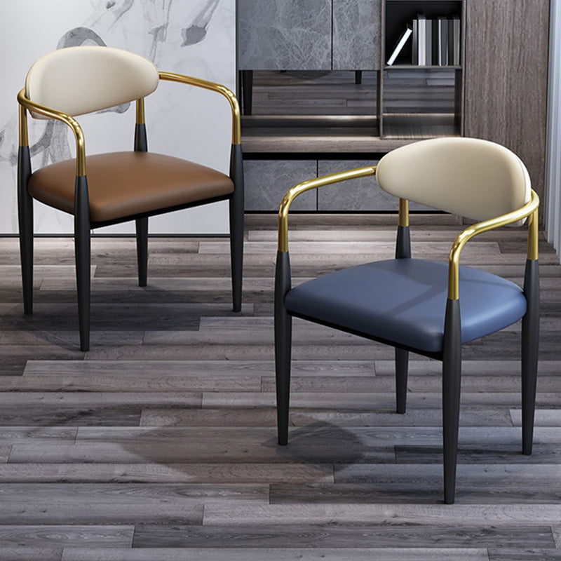 Modern Upholstered Dining Arm Chair Open Back Dining Side Chair