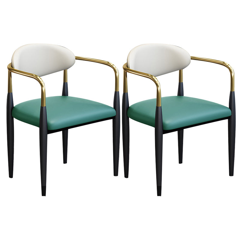 Modern Upholstered Dining Arm Chair Open Back Dining Side Chair