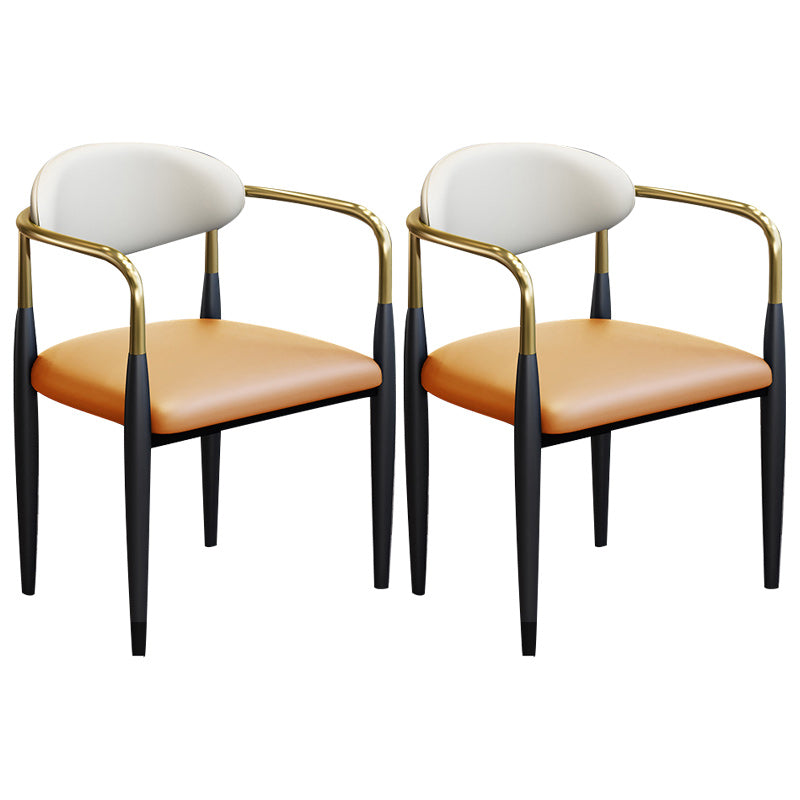 Modern Upholstered Dining Arm Chair Open Back Dining Side Chair