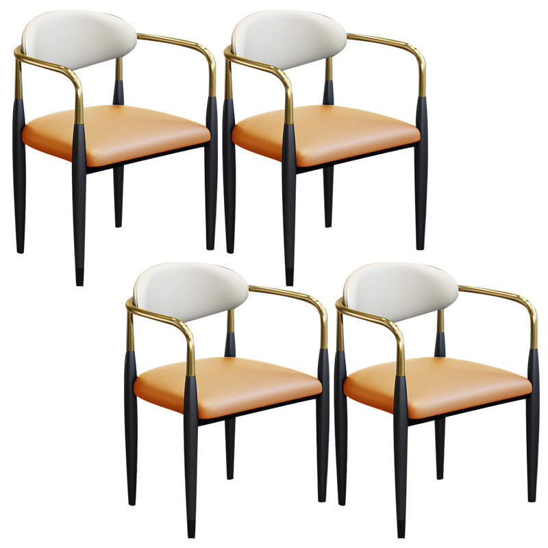 Modern Upholstered Dining Arm Chair Open Back Dining Side Chair