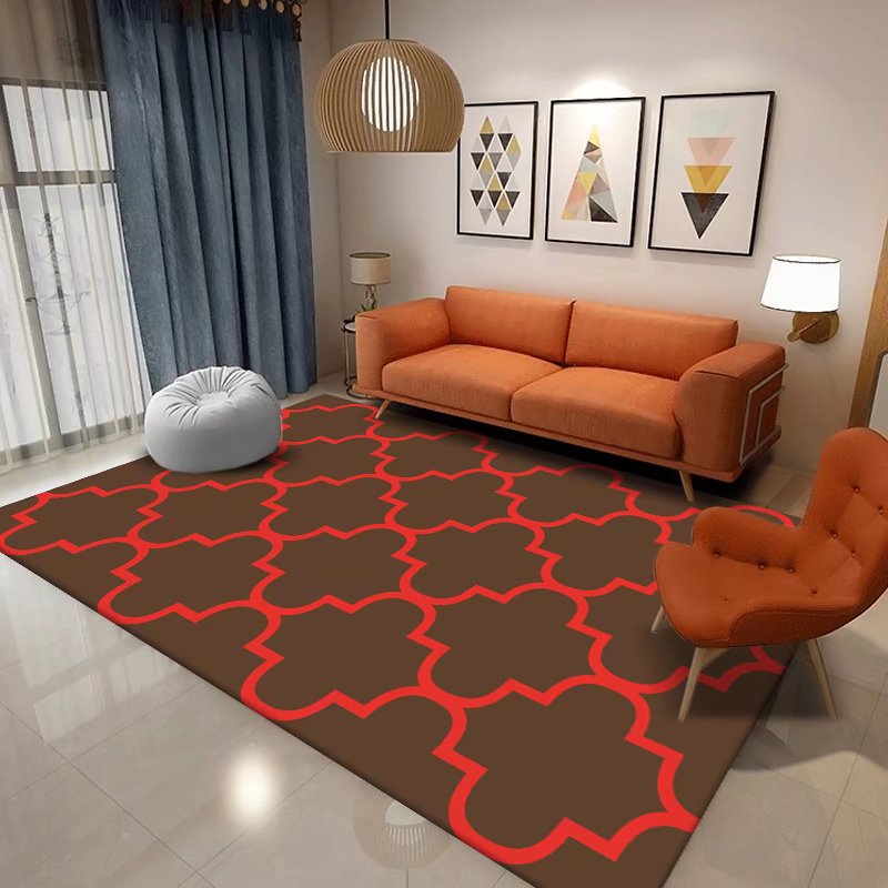 Dark Gray Modern Rug Polyester Graphic Rug Non-Slip Backing Rug for Sitting Room