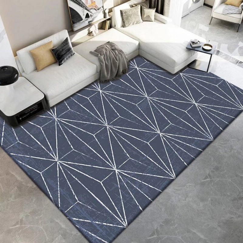 Dark Gray Modern Rug Polyester Graphic Rug Non-Slip Backing Rug for Sitting Room