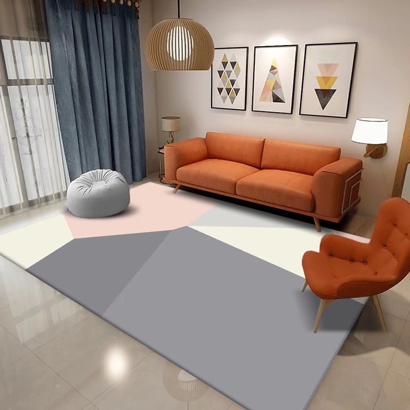 Dark Gray Modern Rug Polyester Graphic Rug Non-Slip Backing Rug for Sitting Room