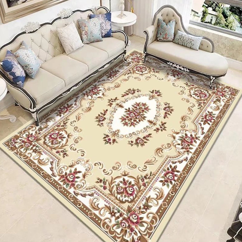 Mid-Century Area Rug Medallion Print Carpet Polyester Area Rug with Non-Slip Backing