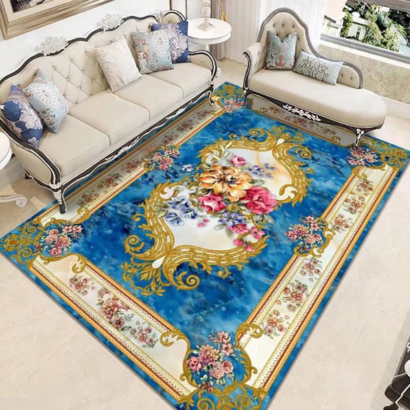 Mid-Century Area Rug Medallion Print Carpet Polyester Area Rug with Non-Slip Backing