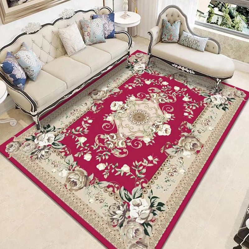 Mid-Century Area Rug Medallion Print Carpet Polyester Area Rug with Non-Slip Backing