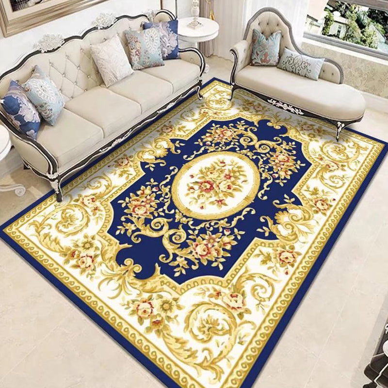 Mid-Century Area Rug Medallion Print Carpet Polyester Area Rug with Non-Slip Backing