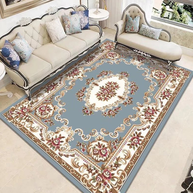 Mid-Century Area Rug Medallion Print Carpet Polyester Area Rug with Non-Slip Backing