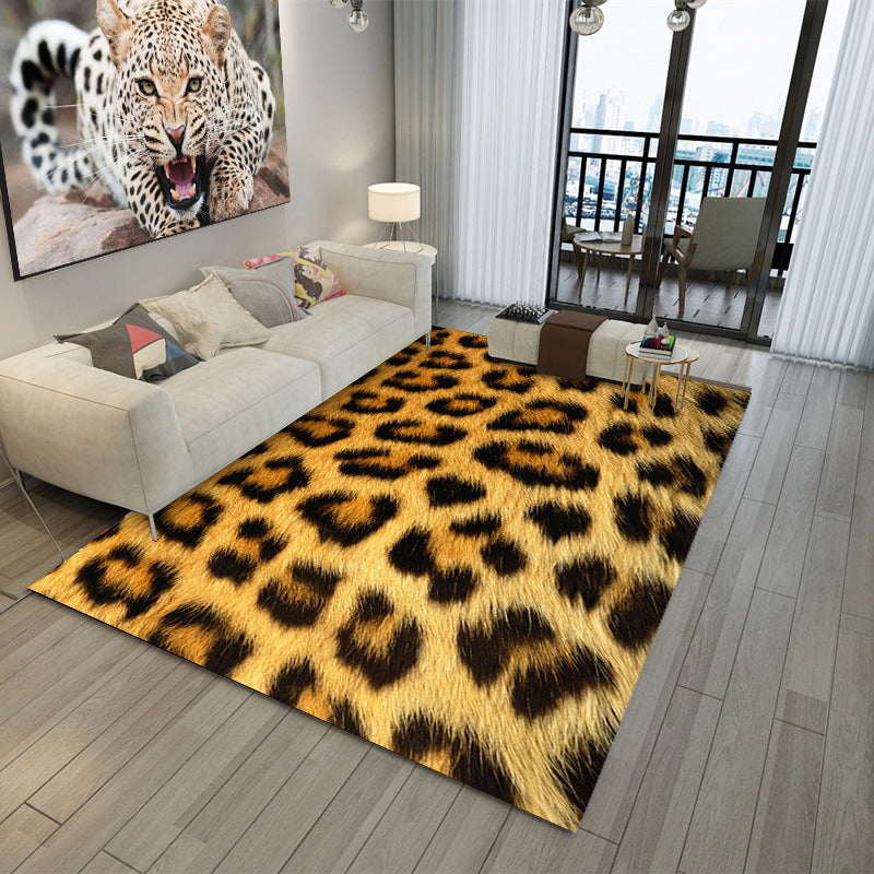 Creative Leopard Print Carpet Polyester Indoor Rug Stain Resistant Rug for Living Room
