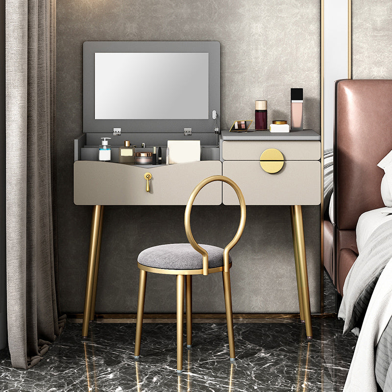 32.2" Height Grey/ White Flip-top Vanity Set with Drawer and Mirror