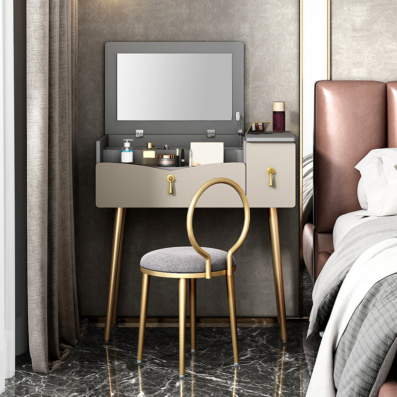 32.2" Height Grey/ White Flip-top Vanity Set with Drawer and Mirror