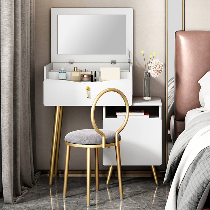 32.2" Height Grey/ White Flip-top Vanity Set with Drawer and Mirror