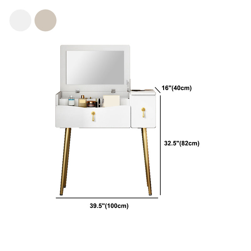 32.2" Height Grey/ White Flip-top Vanity Set with Drawer and Mirror
