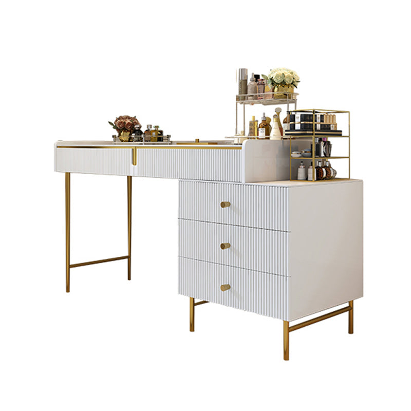 Modern 29.5" Height White Wood Makeup Vanity Set with Drawers
