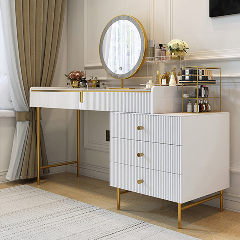 Modern 29.5" Height White Wood Makeup Vanity Set with Drawers