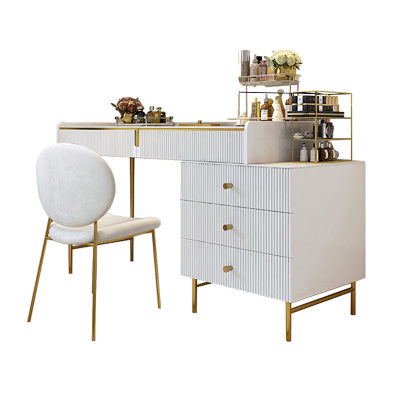 Modern 29.5" Height White Wood Makeup Vanity Set with Drawers